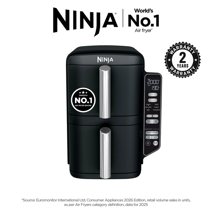 Artboard_5_3.png Ninja Double Stack DualZone Digital Air Fryer (SL300IN) | 7.6L, Cook 4 Foods at Once | Vertical Design - Image 1